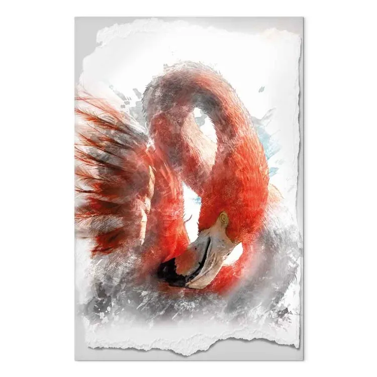 Flamingo Vermelho (1 peça) - Ave Majestosa em um Fundo Branco