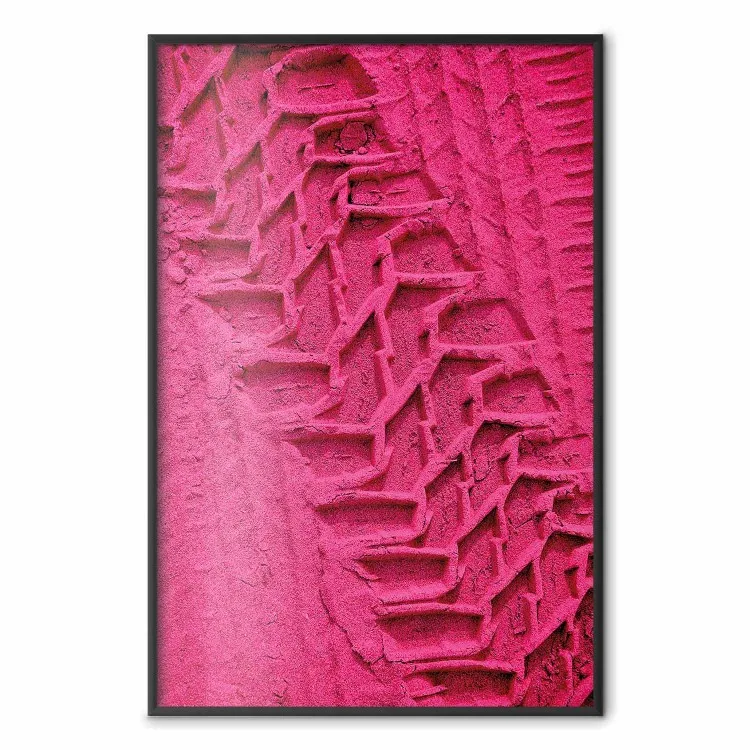Pista de pneu - fundo rosa com uma impressão de roda de carro
