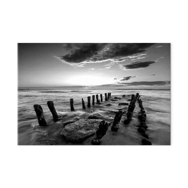 Ruído das Ondas (1 peça) - Paisagem do Pôr do Sol sobre o Mar de Pedras