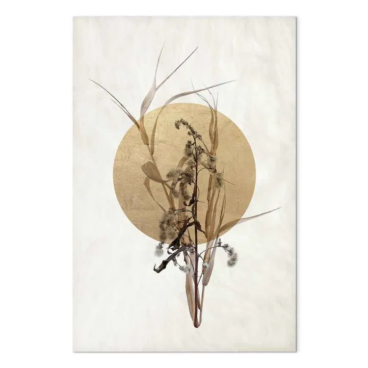 Flores do Campo em Estilo Boho (1 peça) - Motivo de Plantas em um Fundo de Círculo