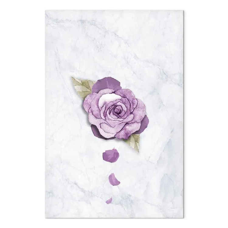 Rosa aquarela - uma planta roxa sobre um fundo de mármore claro