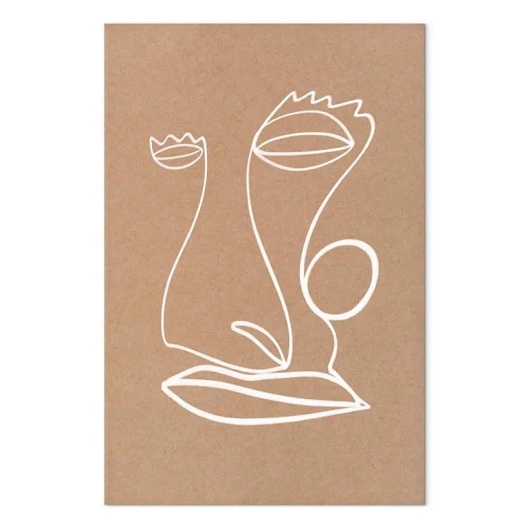 Rosto sensível - arte de linhas abstractas sobre fundo bege