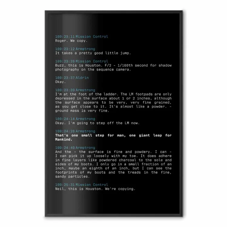 Primeiro Passo - texto em preto e branco da exploração lunar no espaço