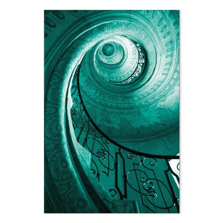 Escadaria em espiral - imagem da escadaria em cor turquesa