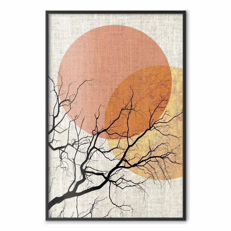 Lua Dupla - árvore abstrata e lua em textura de tecido