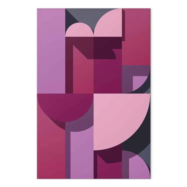 Figuras geométricas em rosa e urze - abstractas sobre fundo cinzento