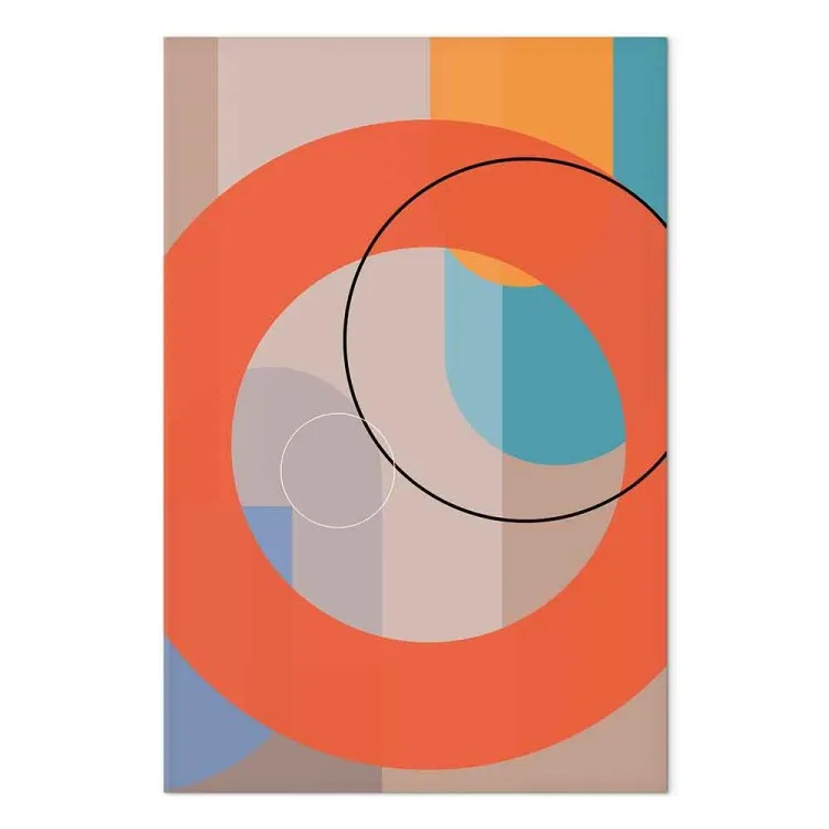 Círculos e semicírculos - figuras geométricas coloridas com fundo bege