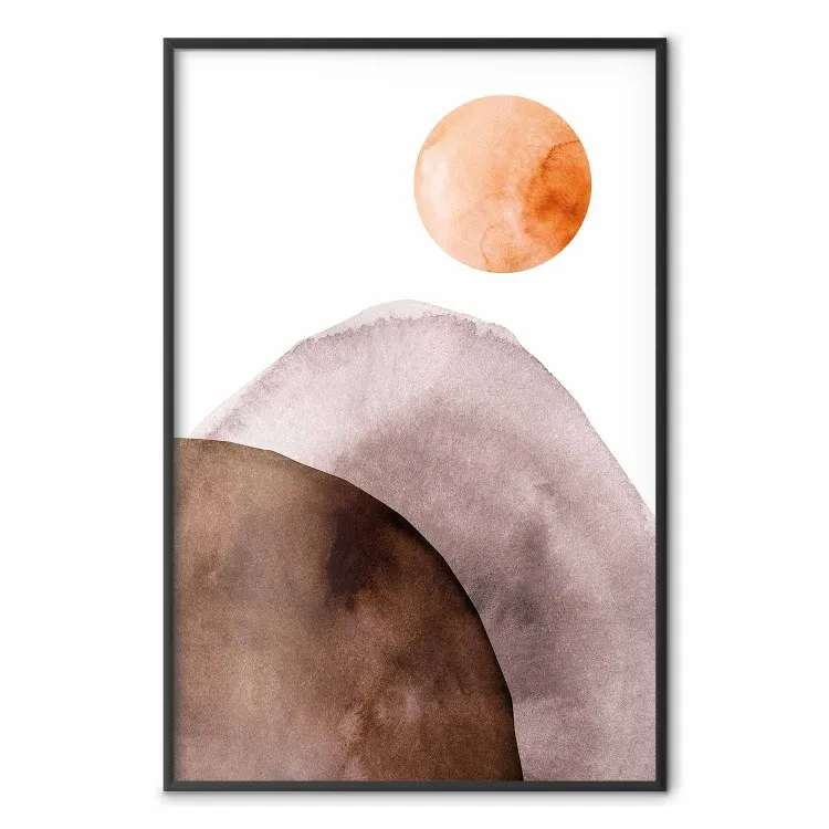 Lua e Montanhas - composição abstrata de lua e montanhas em um fundo branco