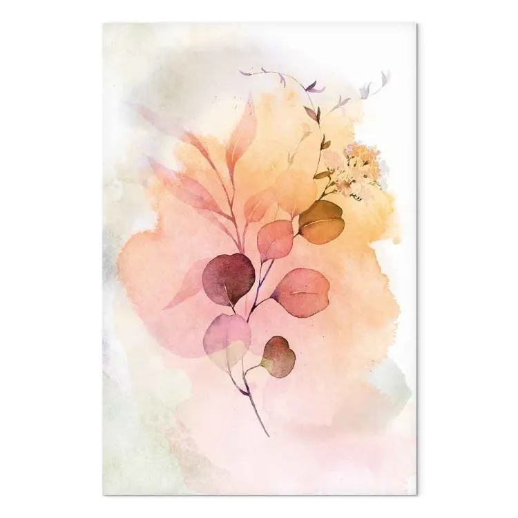 Galho Aquarela (1-parte) vertical - flor em fundo de tinta derramada