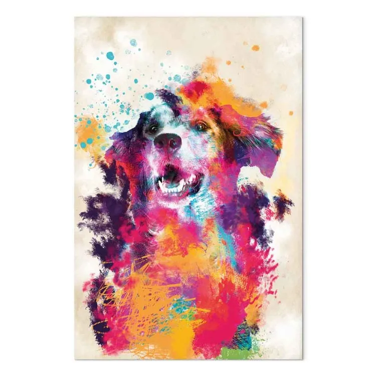 Cão Aquarela (1-parte) vertical - animal colorido futurista