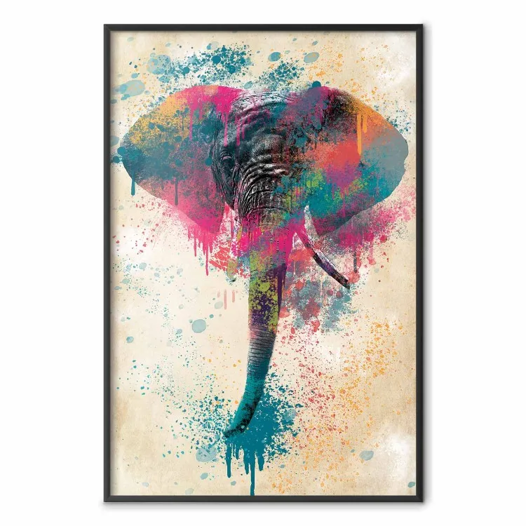 Tromba de Elefante - abstração colorida alegre com animal africano