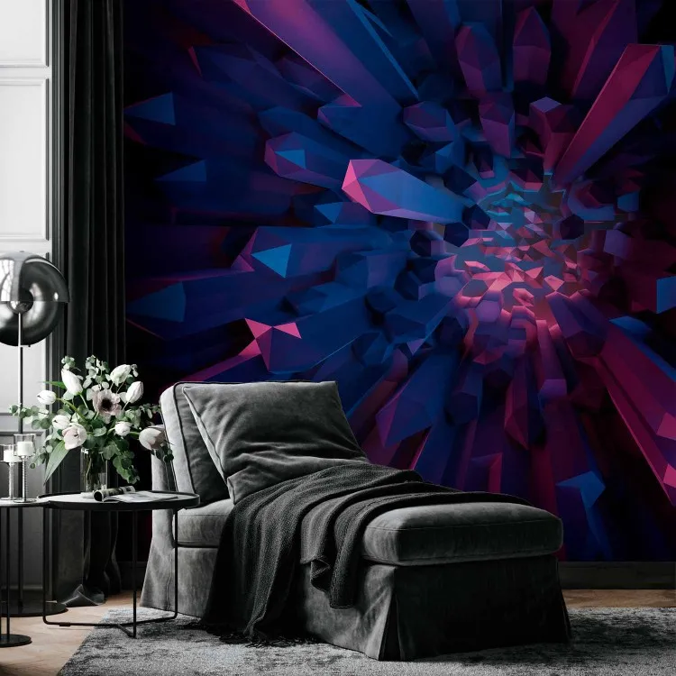 Cristal - fantasia geométrica com elementos 3D em tons de roxo
