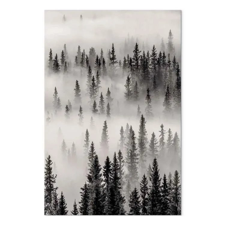 Ninho (1 peça) Vertical - paisagem de floresta escura e nebulosa