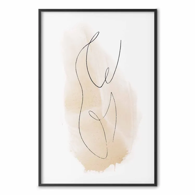 Fio de Ariadne - arte abstrata de linha de personagens em um fundo com uma mancha marrom
