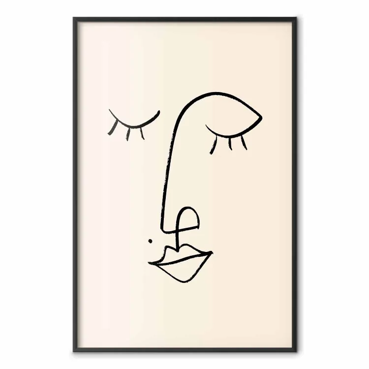 Marca de Beleza Brincalhona - arte de linha de um rosto em um fundo abstrato claro