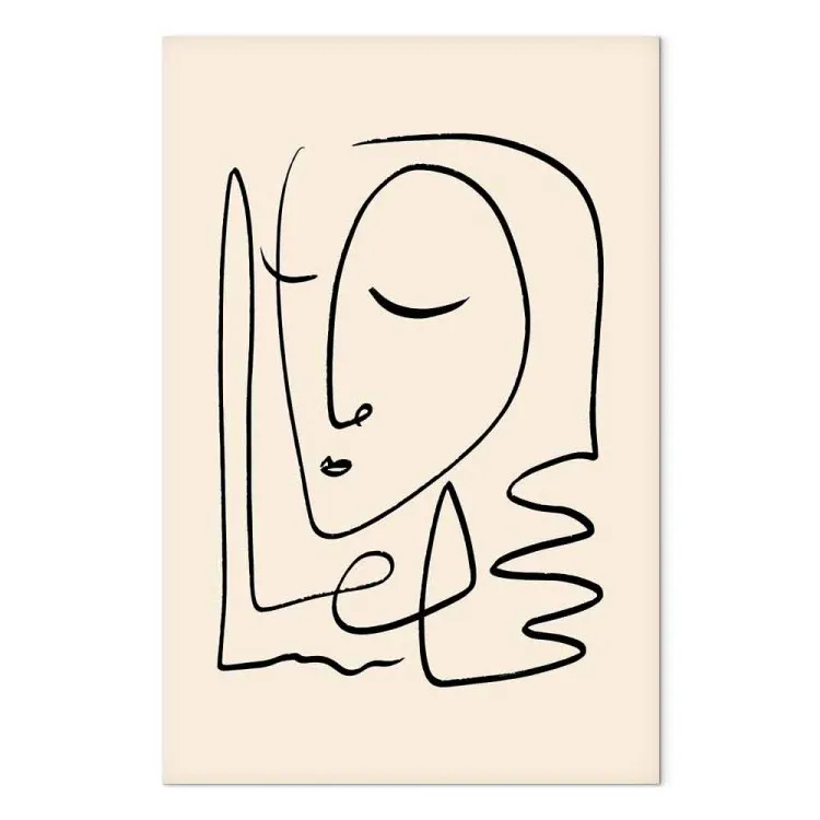 Leveza das Lembranças (1 peça) Vertical - arte linear de rosto em estilo boho