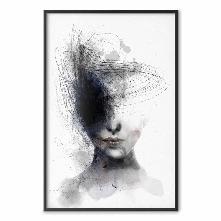 Pensamento Cósmico - retrato de um rosto feminino em uma composição abstrata