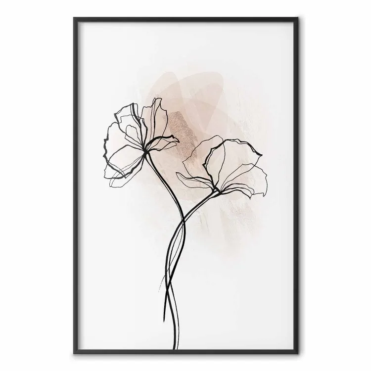 Caminho para o Sol - planta com uma flor em um fundo claro em estilo de arte linear