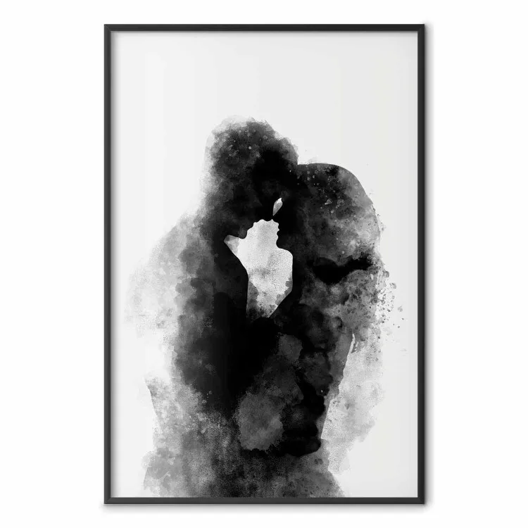 Memória de um Beijo - casal apaixonado em preto em um motivo de aquarela