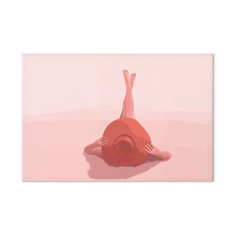 Mulher com um chapéu - paisagem marítima pastel com uma mulher