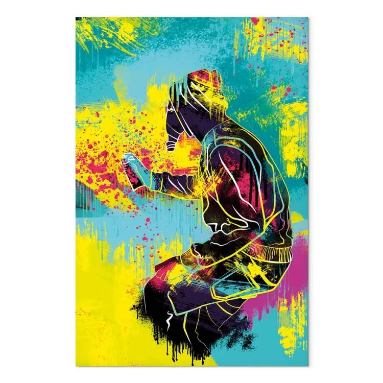 Arte de rua - gráficos coloridos e jovens com uma figura humana