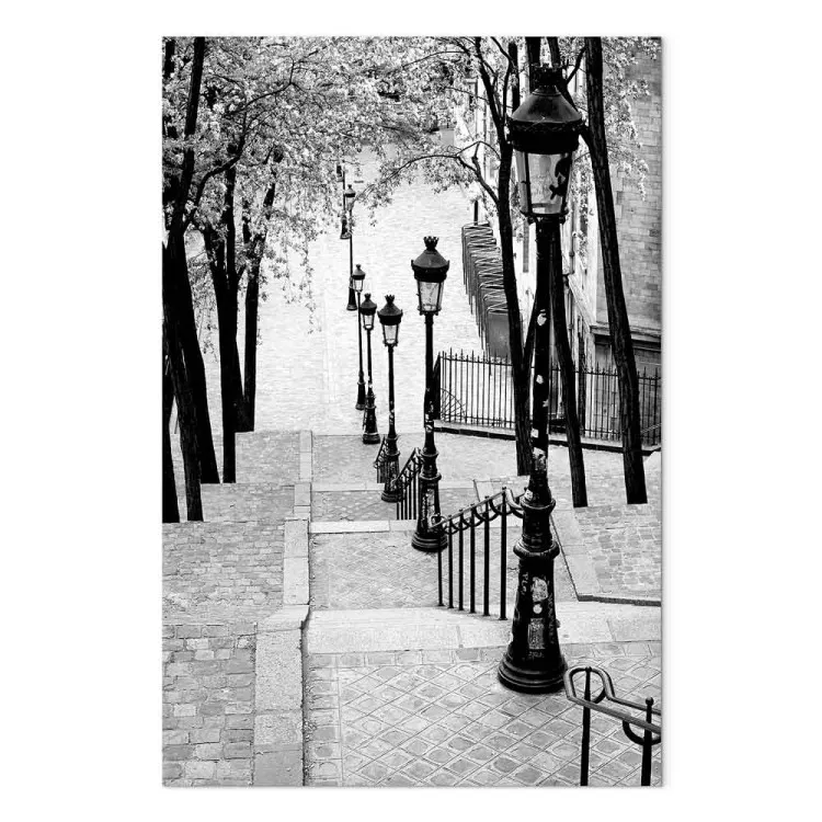 Montmartre (1 peça) Vertical - calçadas em preto e branco em Paris