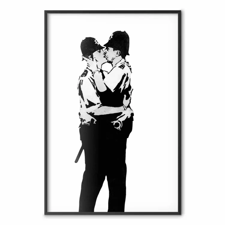 Beijando Cobre - duas figuras pretas se beijando no estilo Banksy