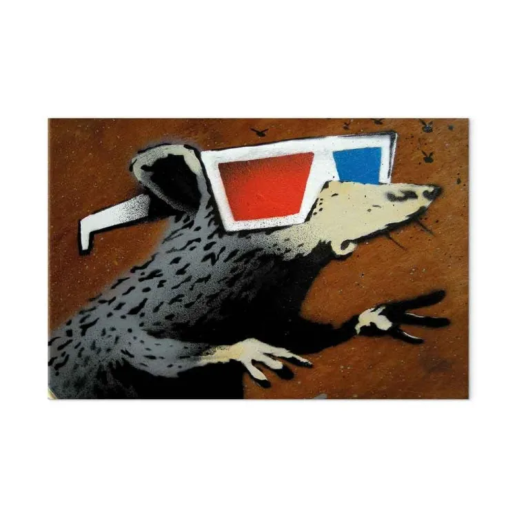 Rato em Óculos 3D (Banksy) - arte de rua de um animal excêntrico