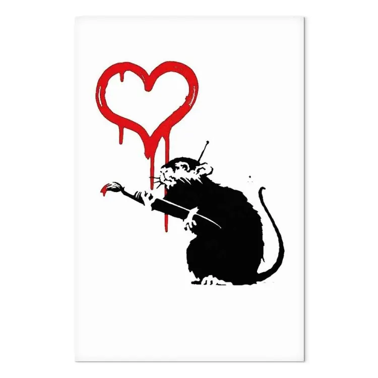 Rato do Amor (1 peça) Vertical - arte de rua de um rato como pintor de corações