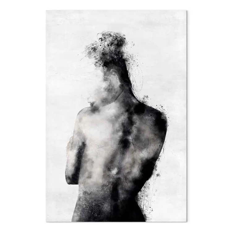 Contemplativa (1 peça) Vertical - silhueta abstrata em preto e branco