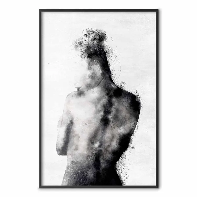 Contemplativo - silhueta negra e abstrata de uma figura em um fundo contrastante