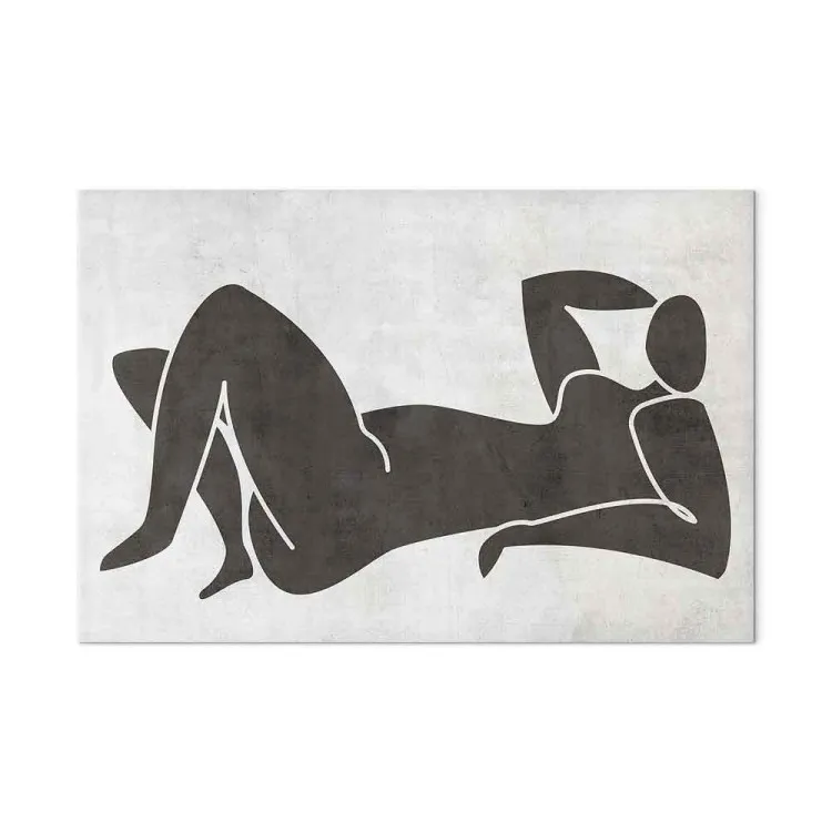 Mulher deitada - gráfico a preto e branco em estilo boho escandinavo