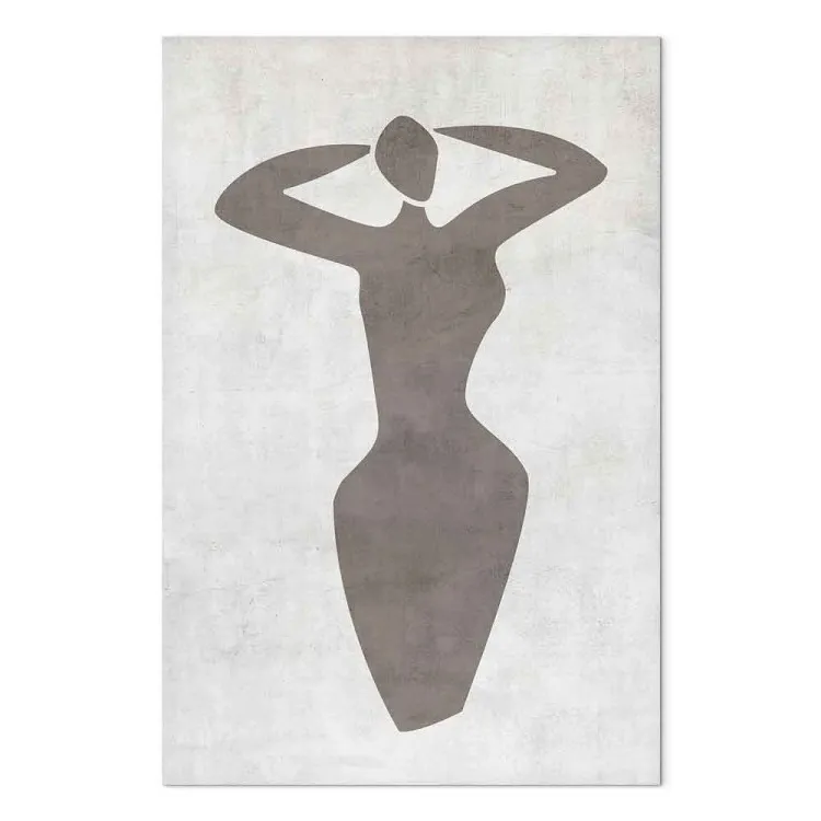 Mulher com as mãos levantadas - gráfico a preto e branco estilo boho