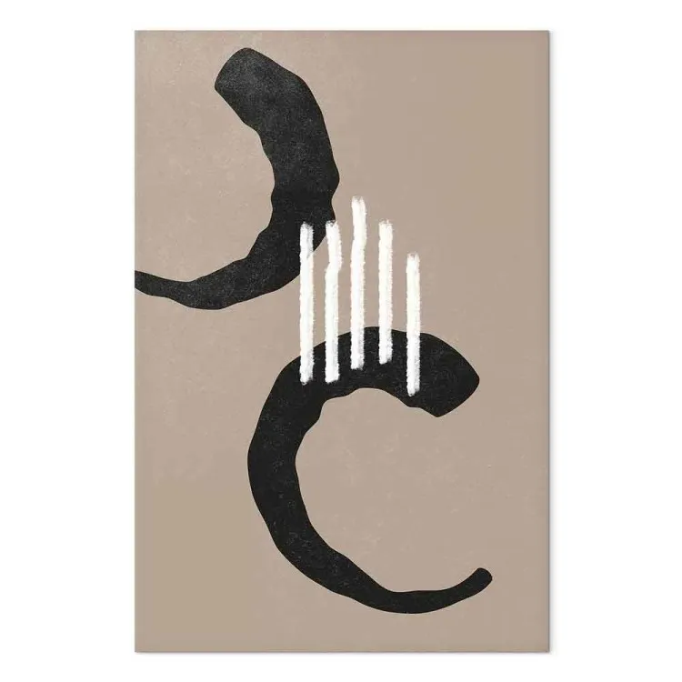 Meio círculo preto - estilo boho scandi abstracto sobre fundo bege