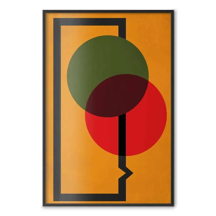 Composição de Círculos - círculos abstratos coloridos em um fundo laranja