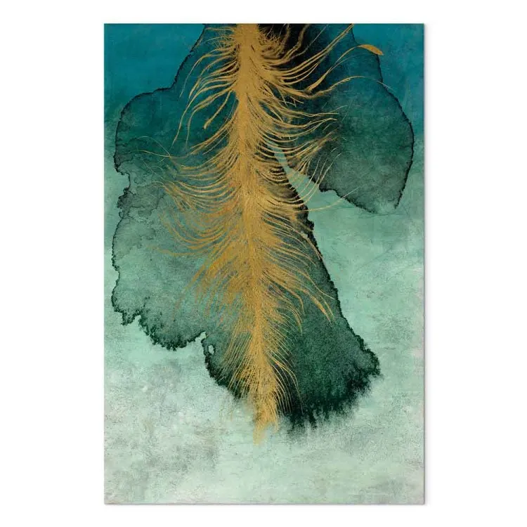 Composição Celestial (1 peça) Vertical - folha e pena abstratas