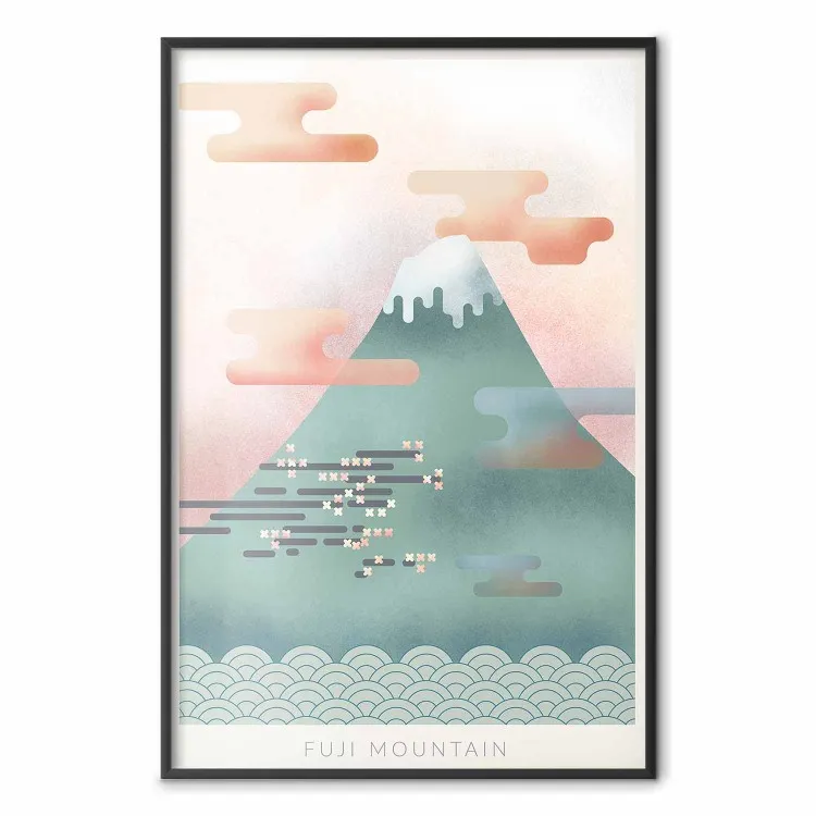 Monte Fuji - composição abstrata de uma montanha pastel em um fundo de céu