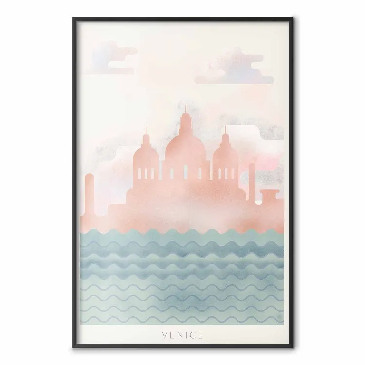 Primavera em Veneza - composição pastel do mar em frente à arquitetura