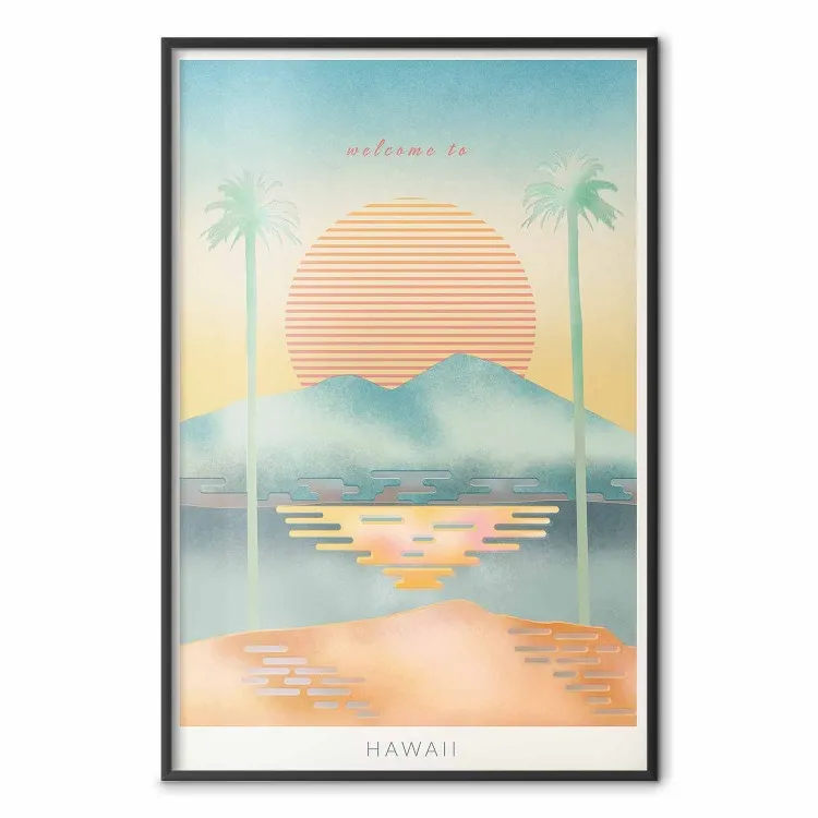 Bem-vindo ao Havaí - paisagem tropical de verão em um motivo pastel