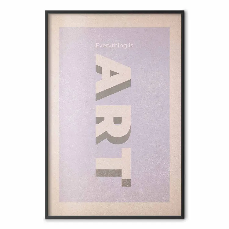 Tudo é Arte - texto em inglês em um fundo de cores pastel