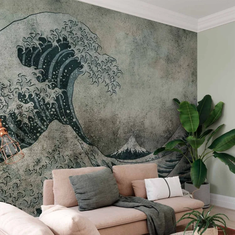Grande Onda em Kanagawa - paisagem japonesa do mar agitado com ondas