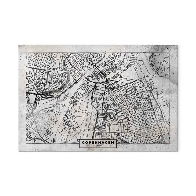 Mapa de Copenhaga - mapa da cidade de Copenhaga a preto e branco