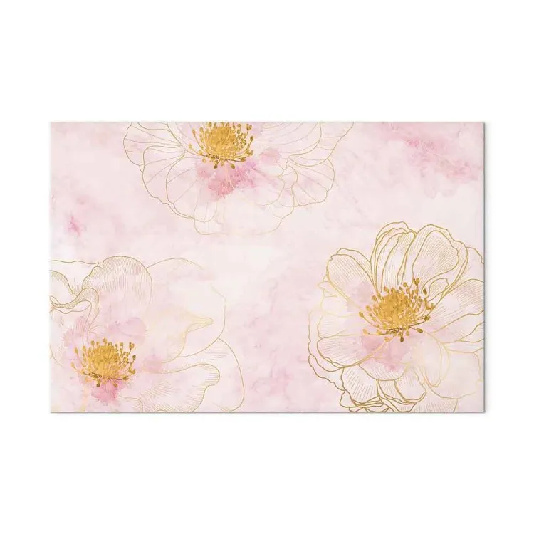 Blossom - abstracção com três flores sobre um fundo rosa esbatido
