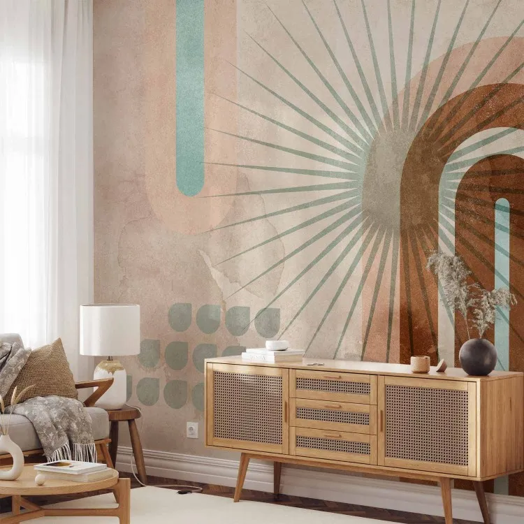 Arcos Geométricos - abstração aquarela com sol e desenhos