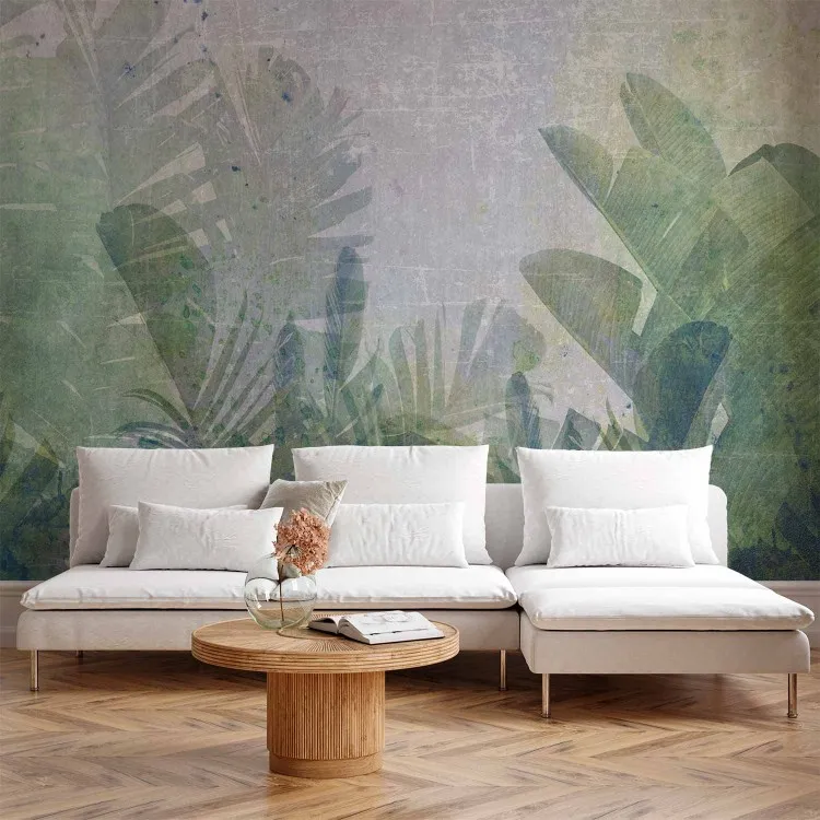 Bananal na Selva - motivo floral exótico com folhas verdes