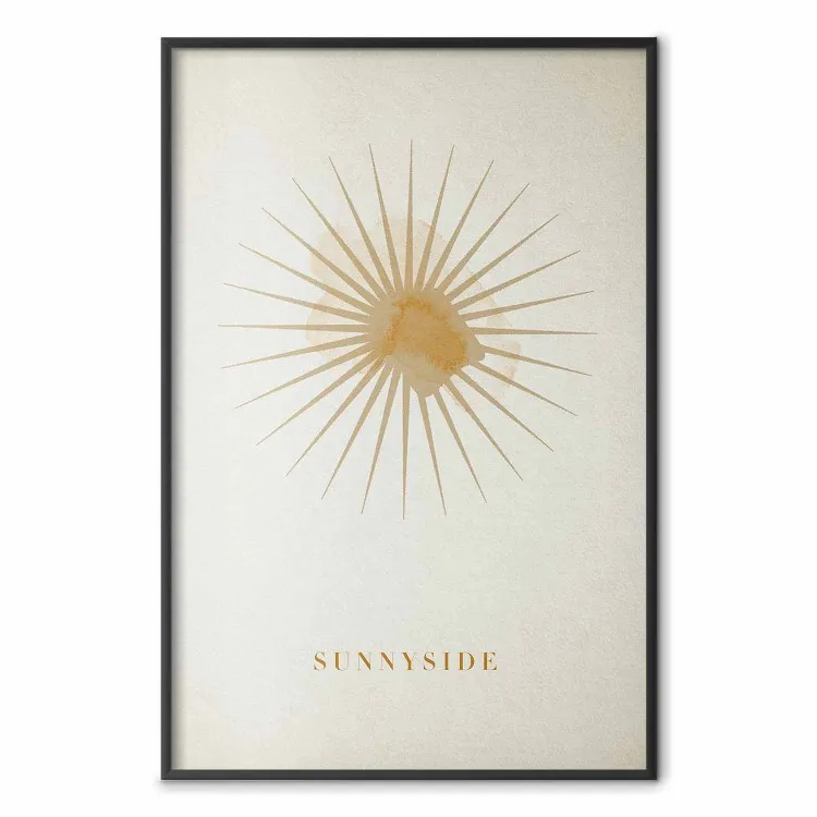 Sol no Zenite - textos em inglês e figura amarela abstrata
