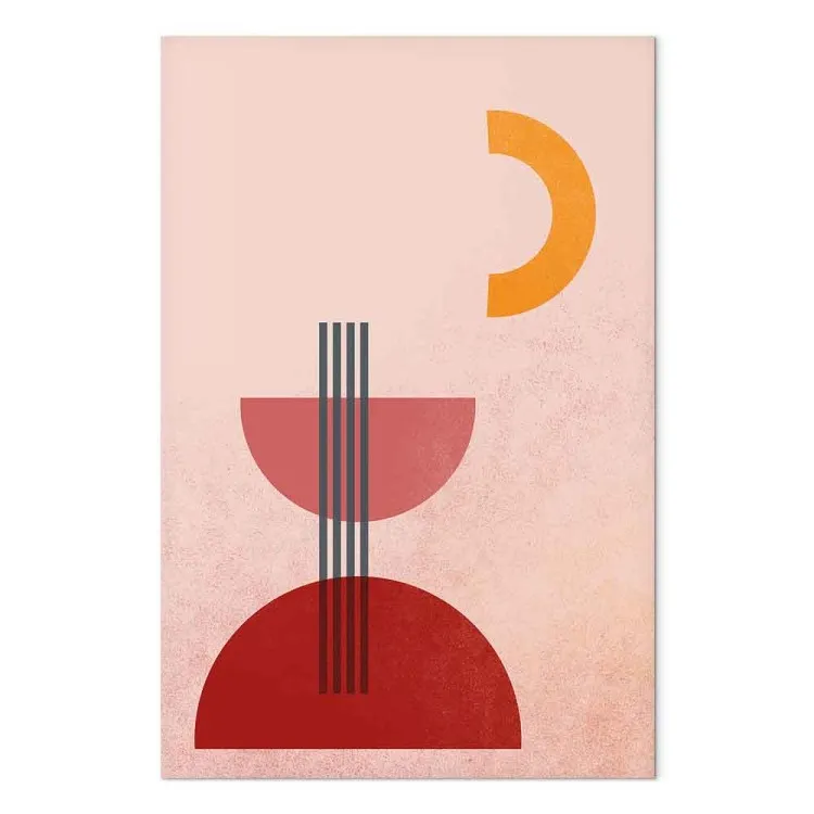 Fonte abstracta e lua - motivo gráfico em cores vermelhas