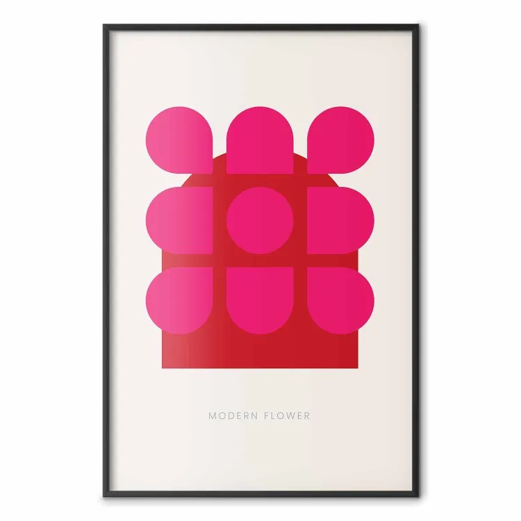 Flor Contemporânea - textos em inglês e figura abstrata vermelha