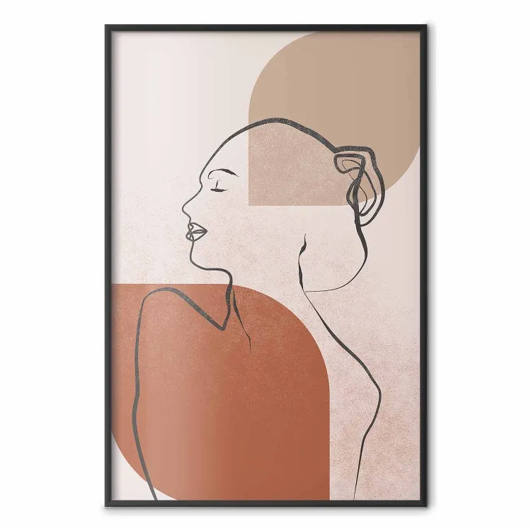 Esperando pelo Sol - arte linear de uma silhueta feminina em um fundo abstrato