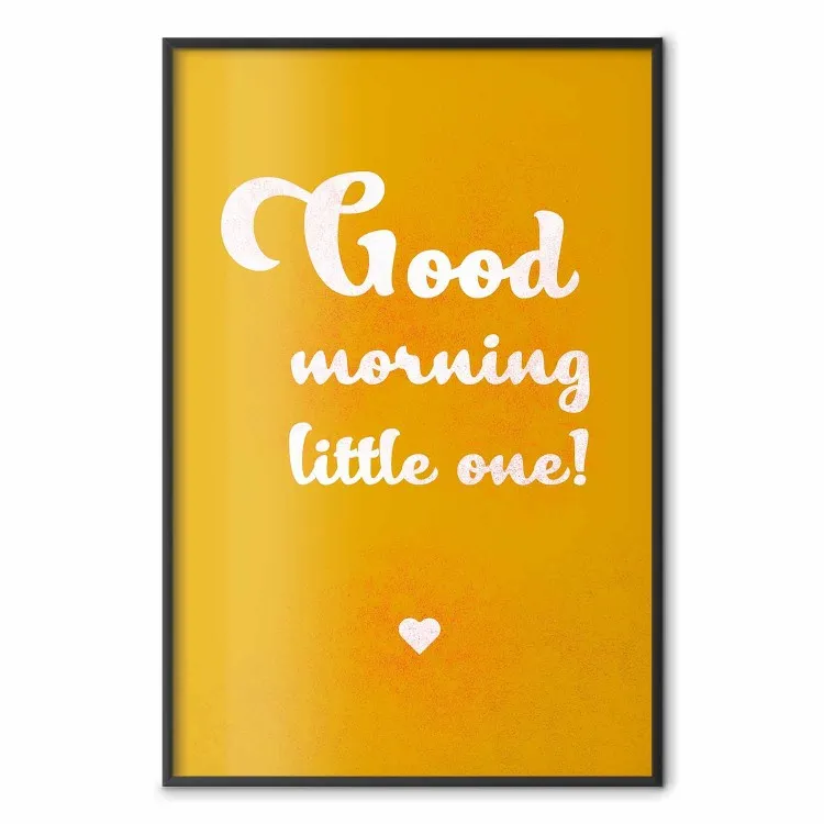 Bom Dia, Pequeno - texto em inglês branco em um fundo amarelo